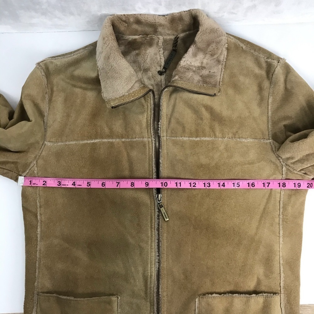 Vintage Trendy Winlit Tan Suede Faux Fur Lined Jacket Size Medium - Picture 15 of 16